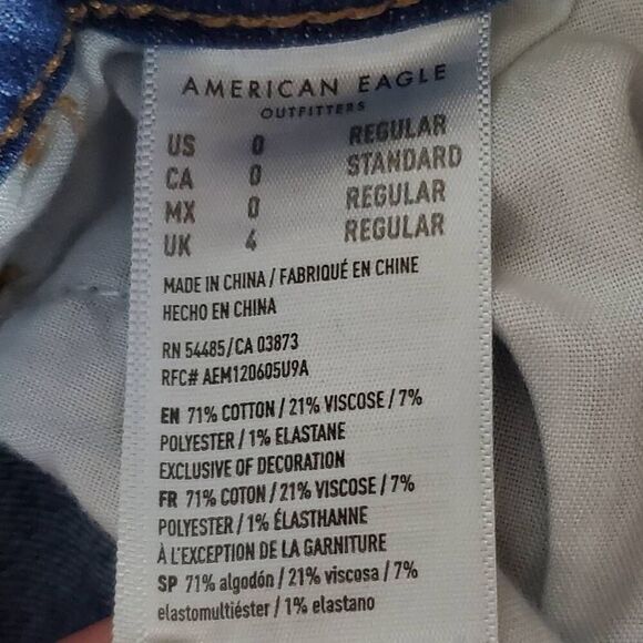 American Eagle Outfitters High Rise Distressed Skinny Jeans Size 0 Button Fly Fr - Picture 8 of 9
